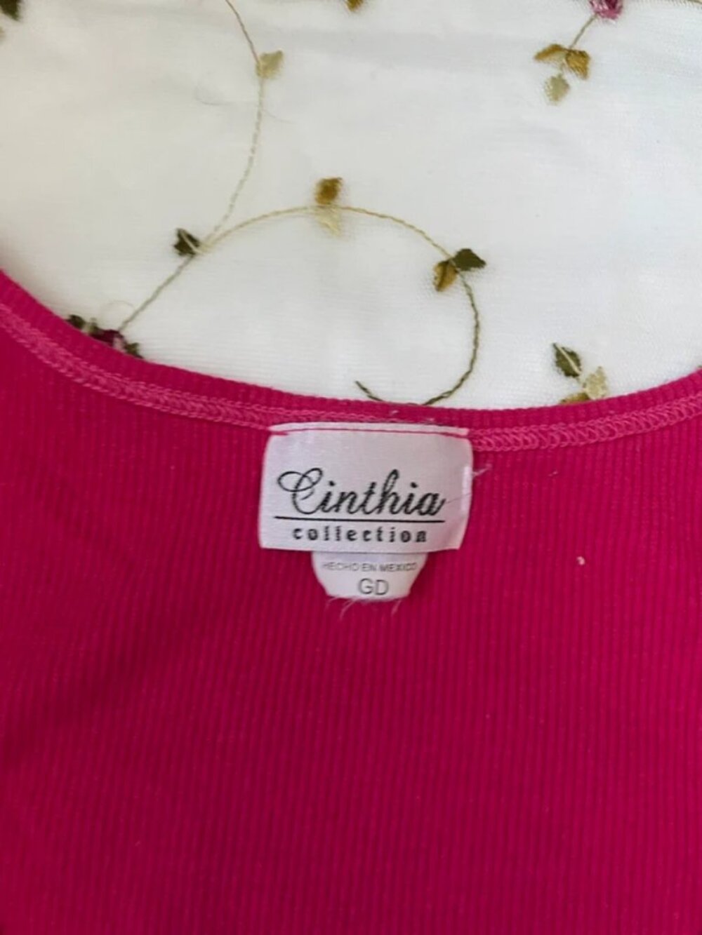 pink rhinestone ribbed tank top - Picture 3 of 4
